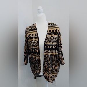 Aztec Cardigan - Small. Beige/black